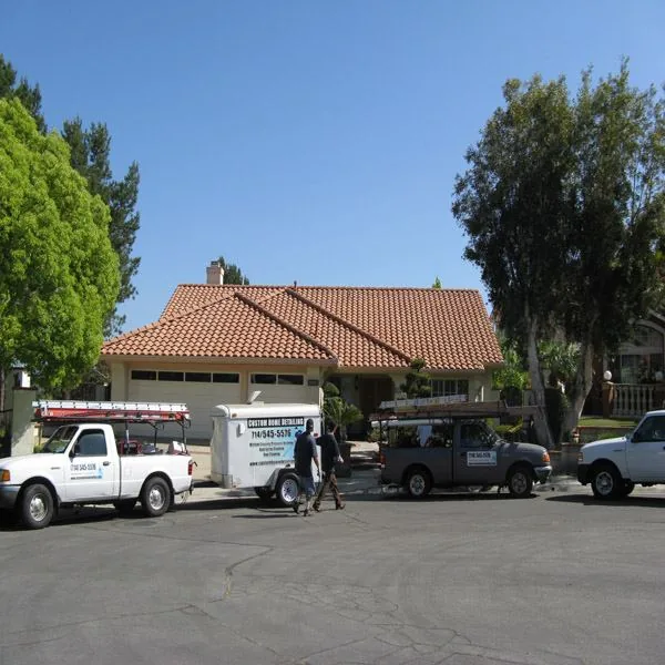 After roof cleaning photo showing terra cotta roof result