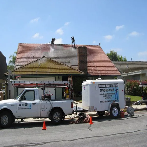 Before roof cleaning photo on a tile roof project